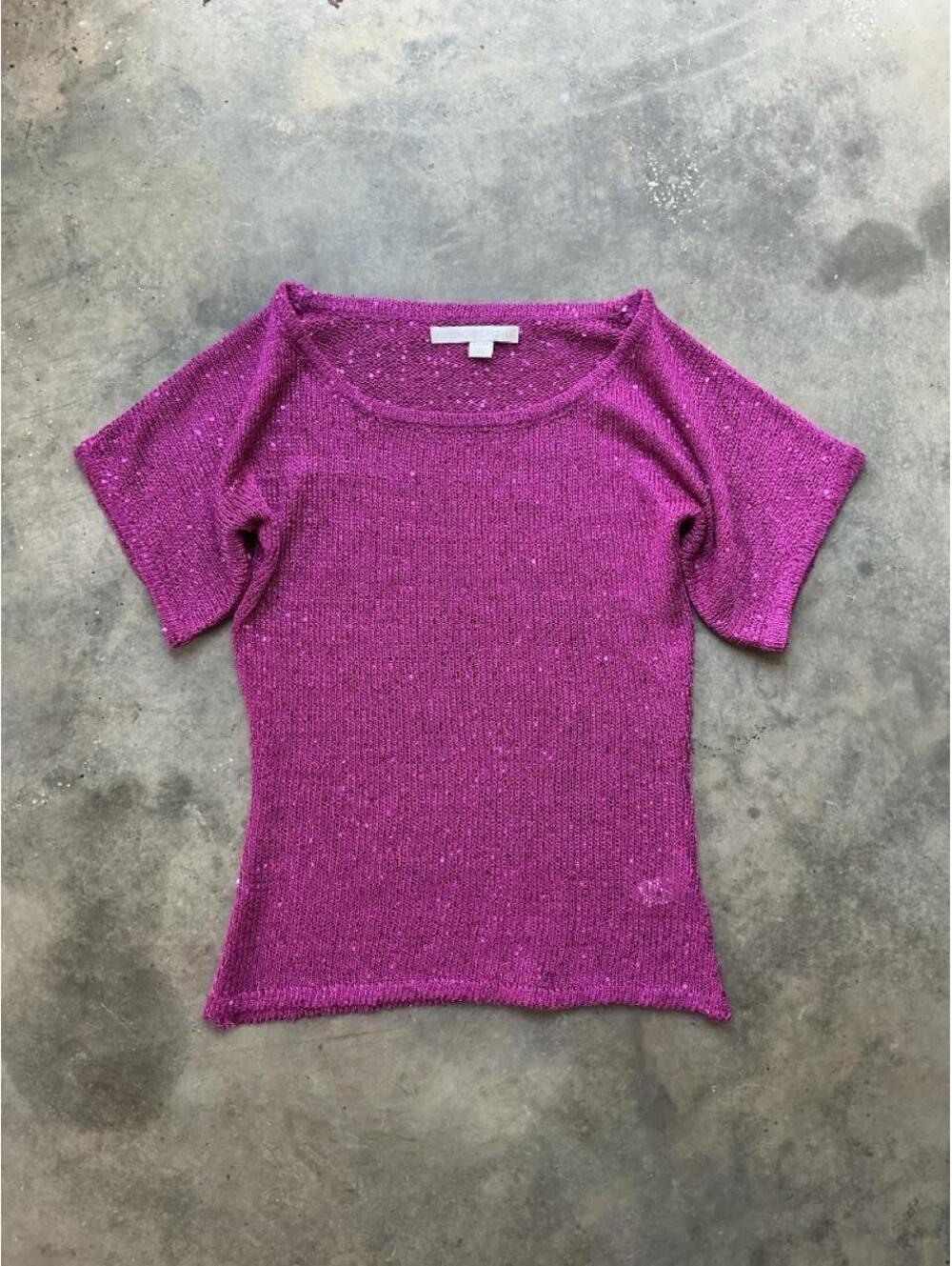 Y2K Boston Proper Pink Sequin Knit Top